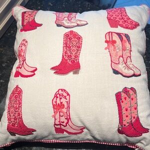 NWT Pink Western Cowgirl Boots Isaac Mizrahi Pink Decorative Pillow